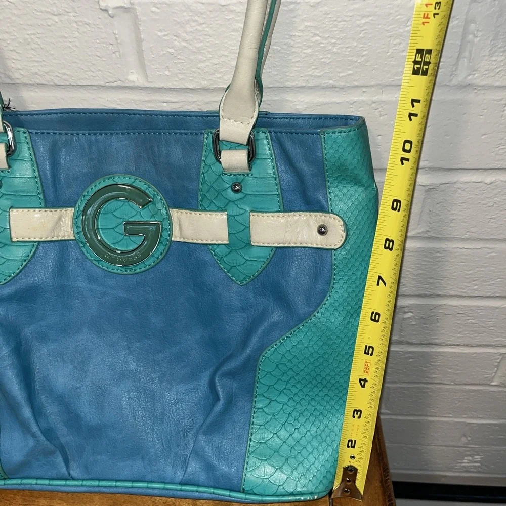 Vintage G By GUESS Blue & Teal Snakeskin G Logo Bag Purse‎ Handbag Y2K